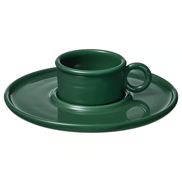 Gustaf Westman X IKEA VINTERFINT Cup & Saucer, Dark Green, 2 oz (706.044.88) NEW - Picture 1 of 3